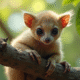 Ayeaye perché sur une branche dans la nature