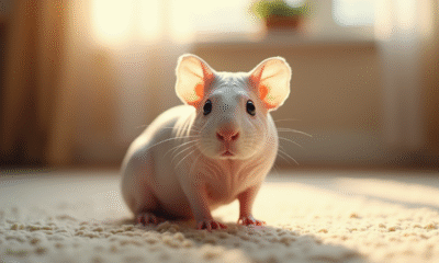 Cochon d'Inde sans poils dans un salon lumineux