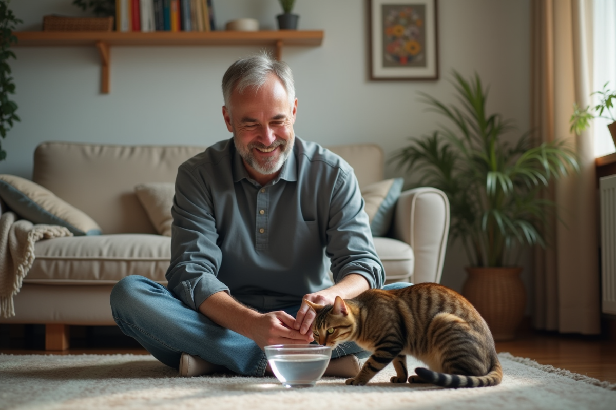 Homme souriant offrant de l