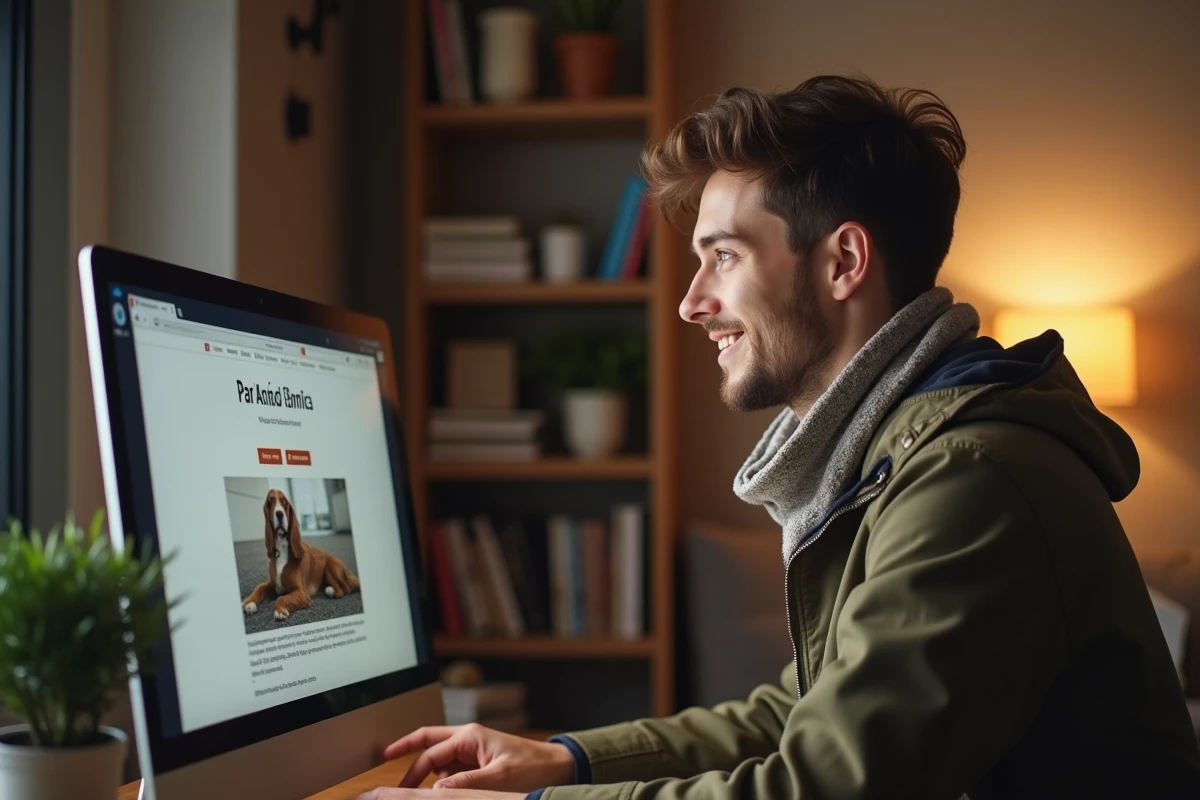 Jeune homme postant une annonce d