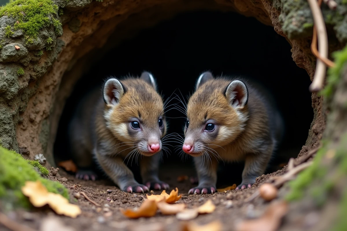 Jeunes grison explorant l