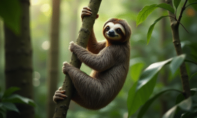 Un ouau suspendu à une branche dans la forêt tropicale