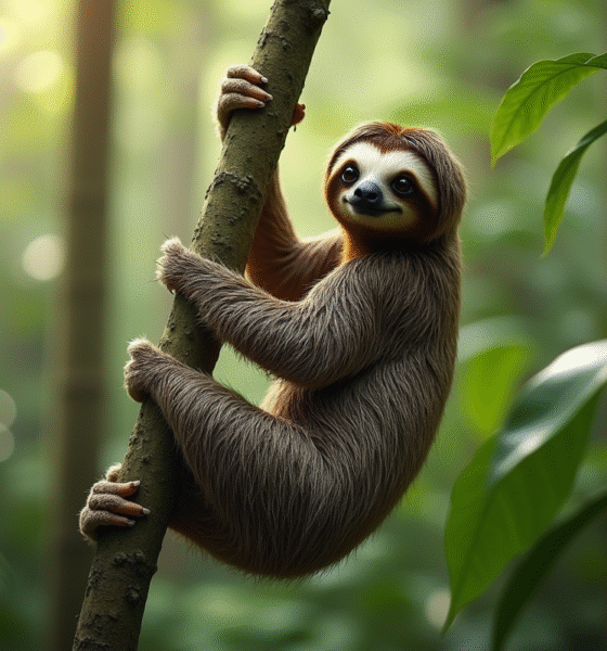 Un ouau suspendu à une branche dans la forêt tropicale
