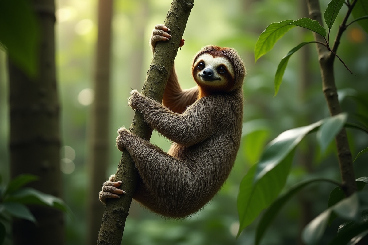 Un ouau suspendu à une branche dans la forêt tropicale