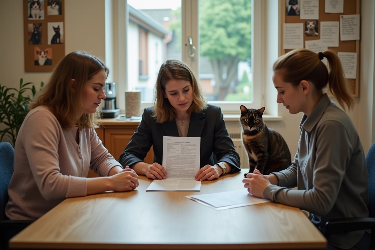 Réunion d'une association de protection animale pour garantir le bien-être des chats confiés et éviter l'euthanasie